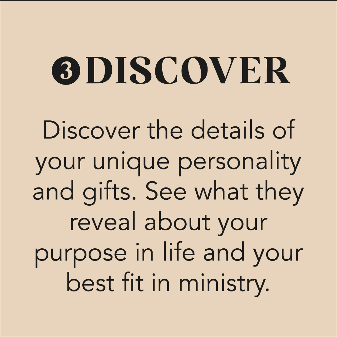 Discover the details of your unique personality and gifts. See what they reveal about your pupose in life and your best fit in ministry